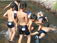 写真：川で遊ぶ子どもたち